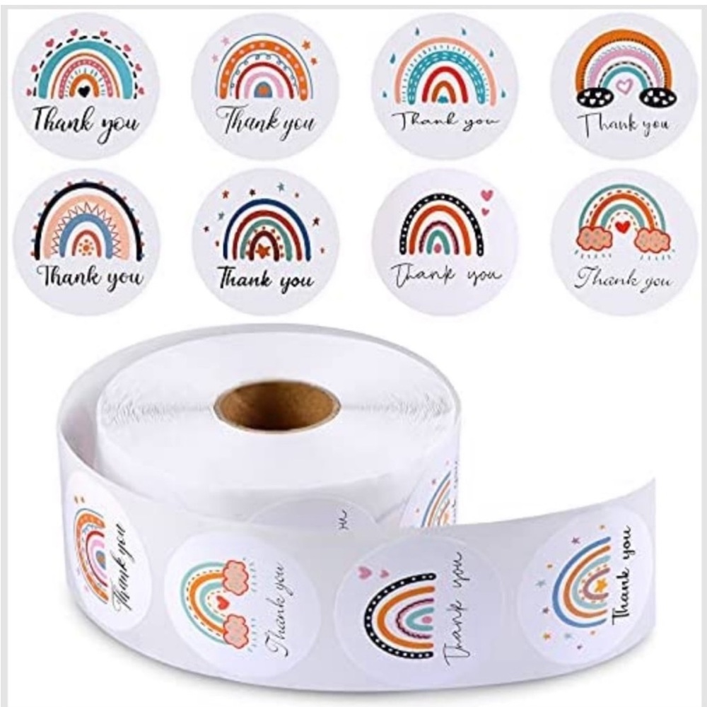50 Thank You Stickers 1.5” seals rainbow labels envelope customer packaging NEW - Picture 7 of 9